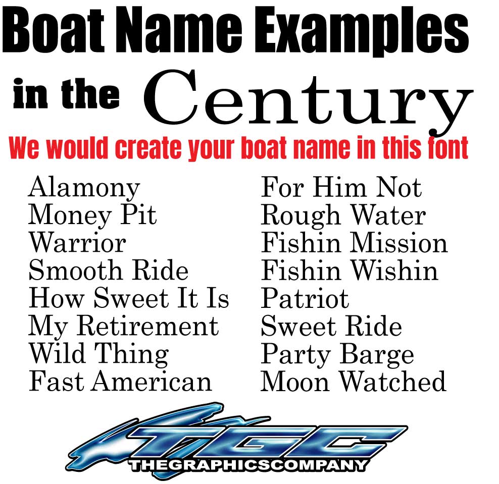 Custom Boat Names Century The Graphics Company