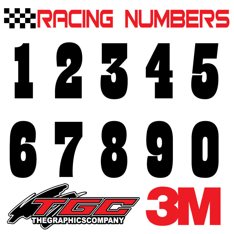 Racing Numbers Vinyl Decals Stickers Playbill 3 pack – The Graphics Company