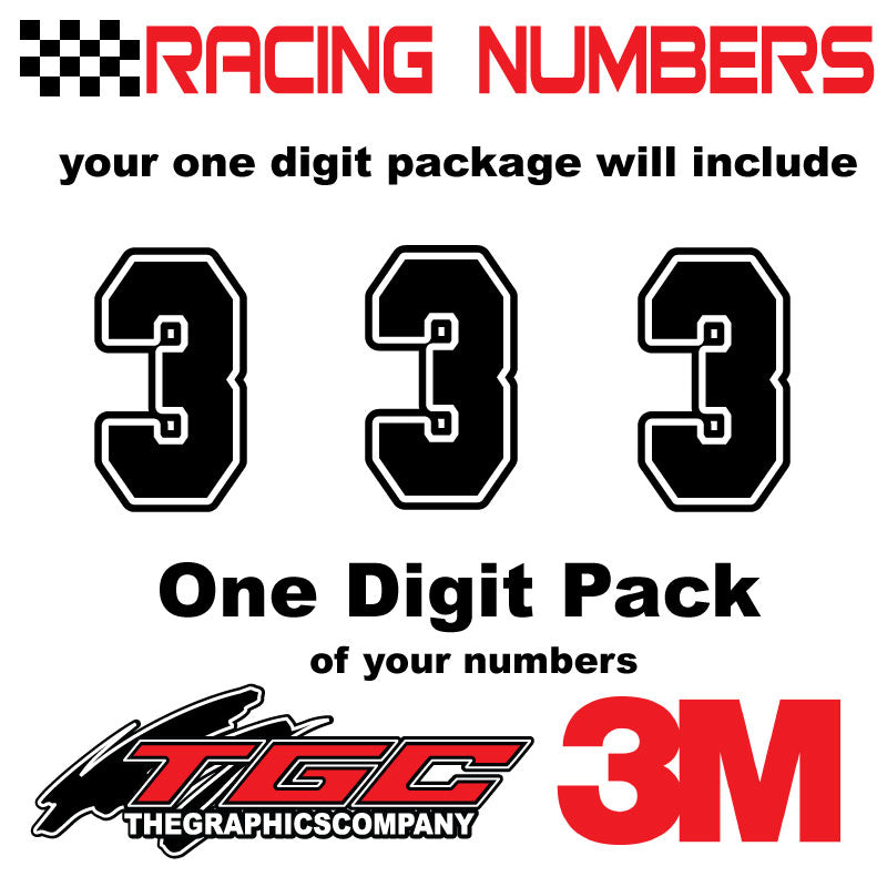 Matte Black Racing Number Decals – 3x 140mm & 6x 120mm Digits, ACU Compliant For Motorcycles