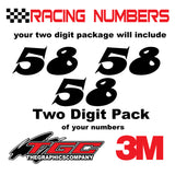 Racing Numbers Vinyl Decals Stickers Snap 3 pack