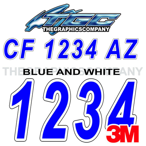 Blue and White Boat Registration Numbers