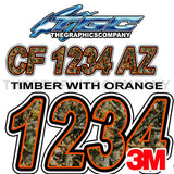 Advantage Timber with Orange Boat Registration Numbers