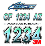 Aqua Blue to Black Boat Registration Numbers
