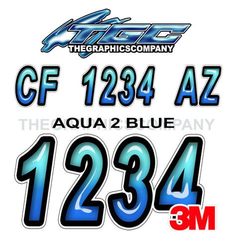 Aqua to Blue  Boat Registration Numbers
