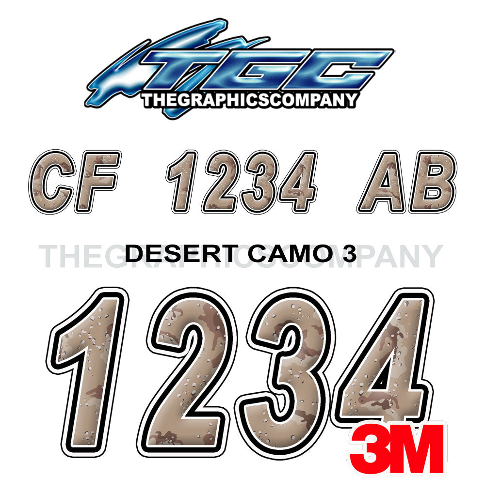 Desert Camo 3 Boat Registration Numbers – The Graphics Company
