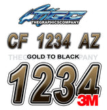 Gold to Black Boat Registration Numbers