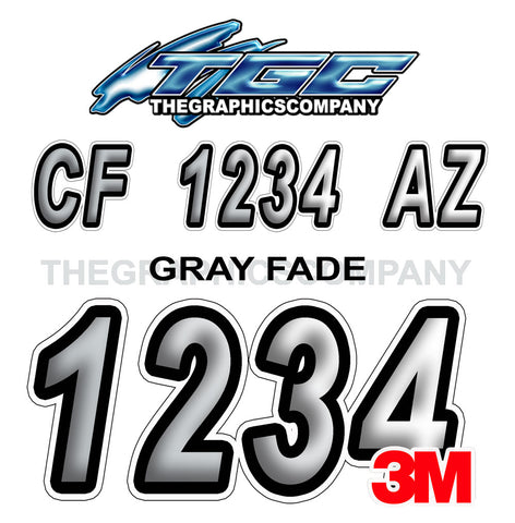 Gray Fade Boat Registration Numbers