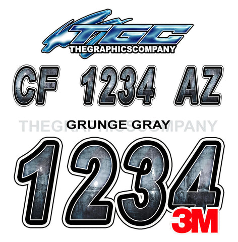 Grunge Gray Boat Registration Numbers