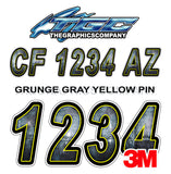 Grunge Gray Yellow Pin Boat Registration Numbers