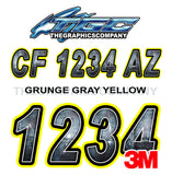 Grunge Gray Yellow Boat Registration Numbers