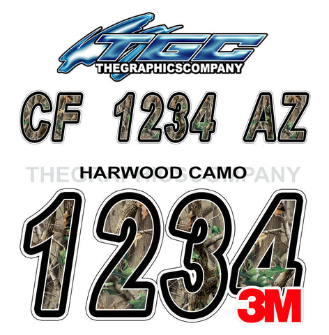 Hardwood Camo Boat Registration Numbers
