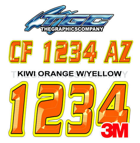 Kiwi Orange with Yellow Boat Registration Numbers