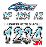 Light Blue to Black Boat Registration Numbers
