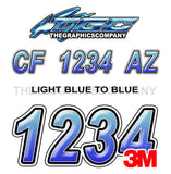 Light Blue to Blue Bevel Boat Registration Numbers