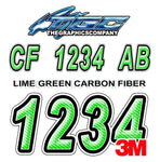 Lime Green Carbon Fiber Boat Registration Numbers