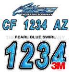Pearl Blue Swirl Boat Registration Numbers