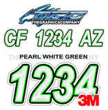 Pearl White Green Boat Registration Numbers