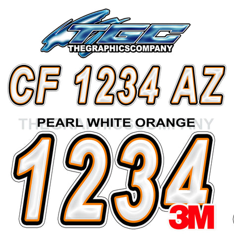Pearl White Orange Boat Registration Numbers