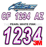 Pearl White Pink Boat Registration Numbers