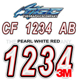Pearl White Red Boat Registration Numbers