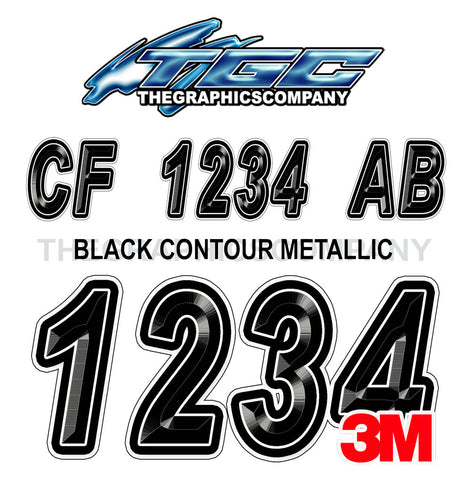 Black Contour Boat Registration Numbers