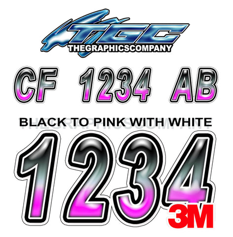 Black to Pink With White Boat Reigistration Numbers