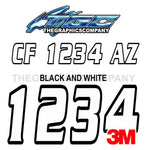 Black and White Serpentine Boat Registration Numbers