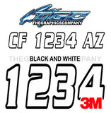 Black and White Serpentine Boat Registration Numbers
