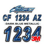 Dark Blue Metallic Boat Registration Numbers