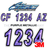 Purple Metallic Boat Registration Numbers