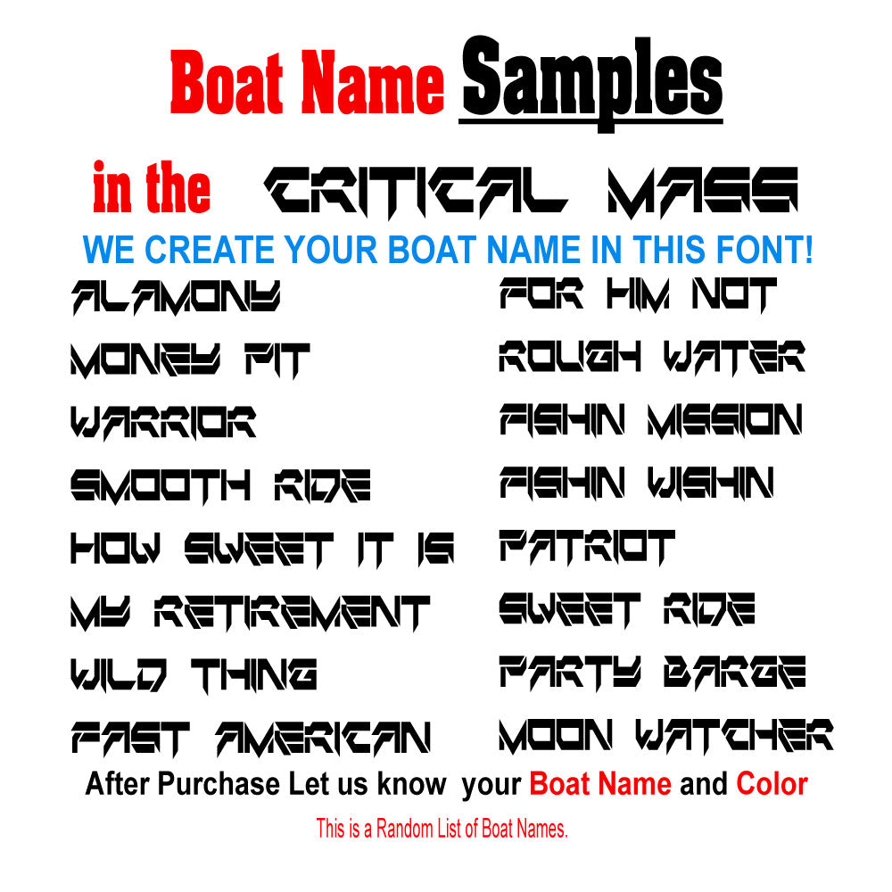 Custom Boat Names Critical Mass – The Graphics Company