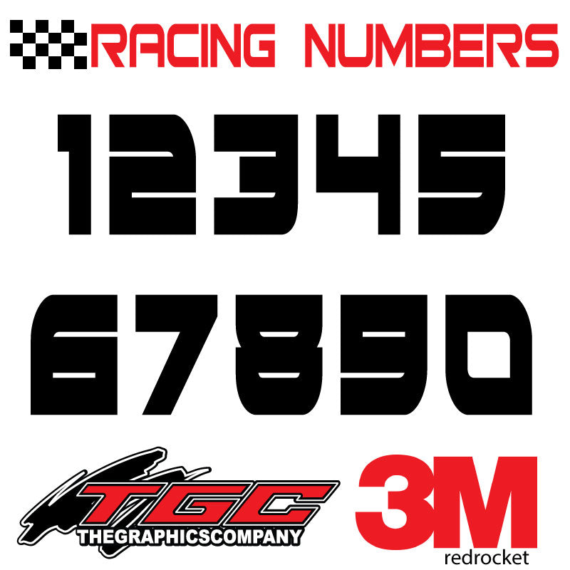Racing Numbers Vinyl Decals Stickers RedRocket 3 pack – The Graphics ...