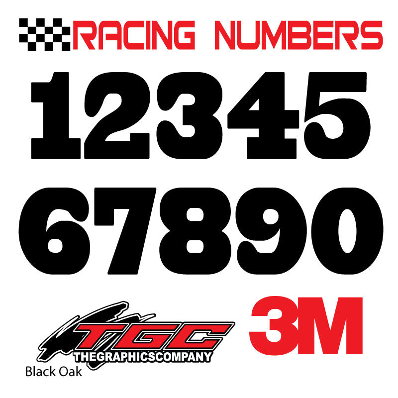 Racing Numbers Vinyl Decals Stickers Black Oak 3 pack – The Graphics ...