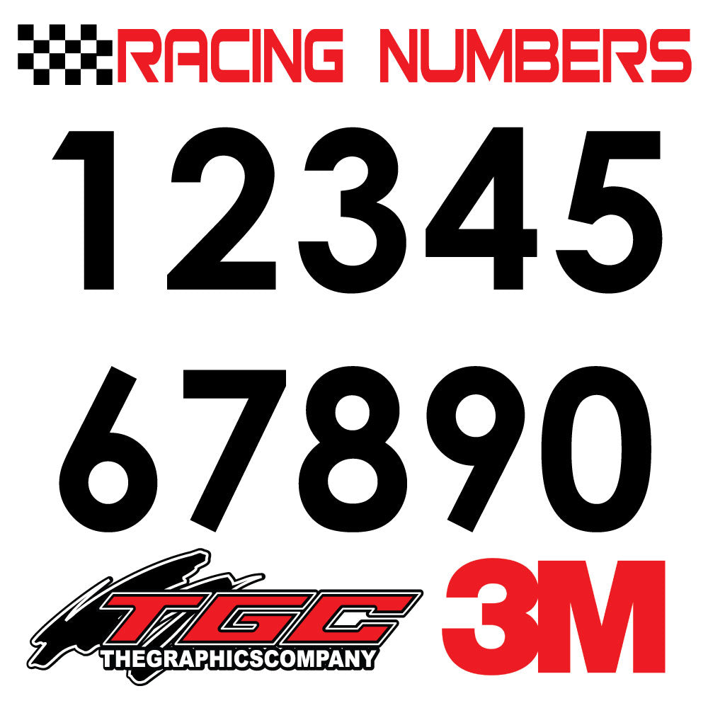 Racing Numbers Vinyl Decals Stickers Century 3 pack – The Graphics Company