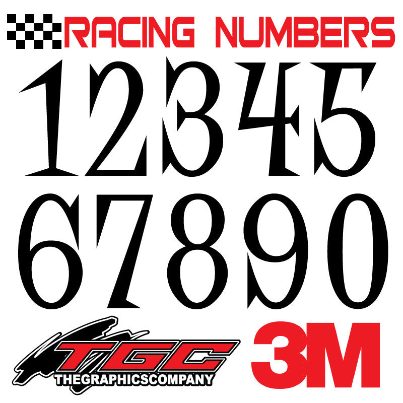 Racing Numbers Vinyl Decals Stickers Juiced 3 pack – The Graphics Company
