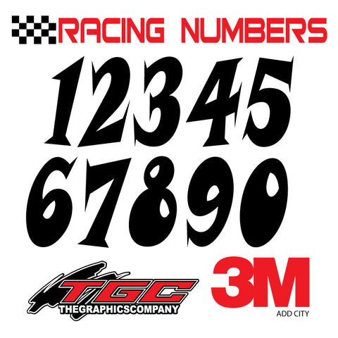 Racing Numbers Vinyl Decals Stickers Snap 3 pack – The Graphics Company