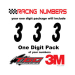 Racing Numbers Vinyl Decals Stickers Balloon one digit pack