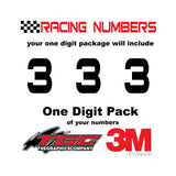 Racing Numbers Vinyl Decals Stickers Bitsumishi one digit pack