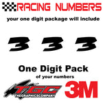 Racing Numbers Vinyl Decals Stickers Noisy 3 pack