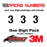 Racing Numbers Vinyl Decals Stickers Oswald 3 pack