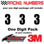 Racing Numbers Vinyl Decals Stickers Impact 3 pack
