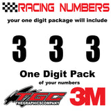 Racing Numbers Vinyl Decals Stickers Impact 3 pack