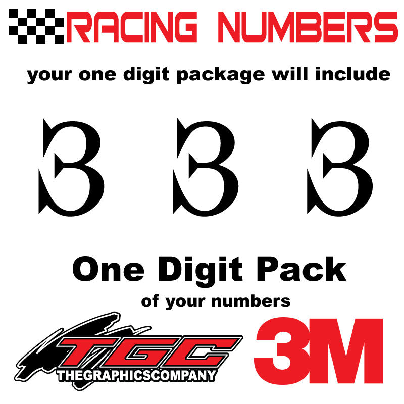 Racing Numbers Vinyl Decals Stickers Juiced 3 pack – The Graphics Company