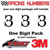 Racing Numbers Vinyl Decals Stickers Juiced 3 pack