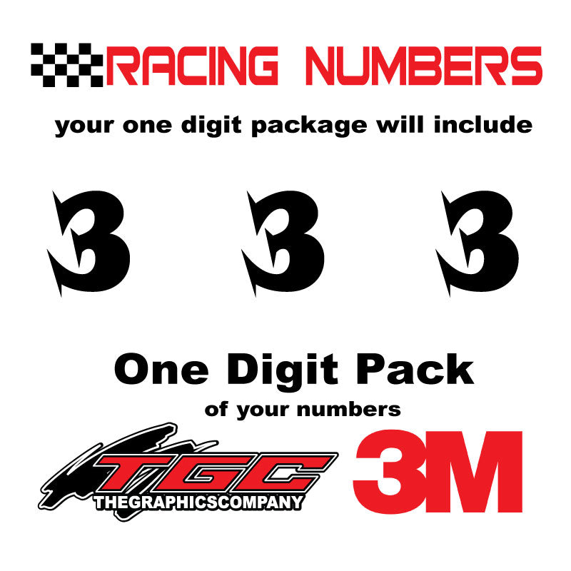 Racing Numbers Vinyl Decals Stickers Snap 3 pack – The Graphics Company