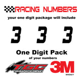 Racing Numbers Vinyl Decals Stickers Whiskey 3 pack