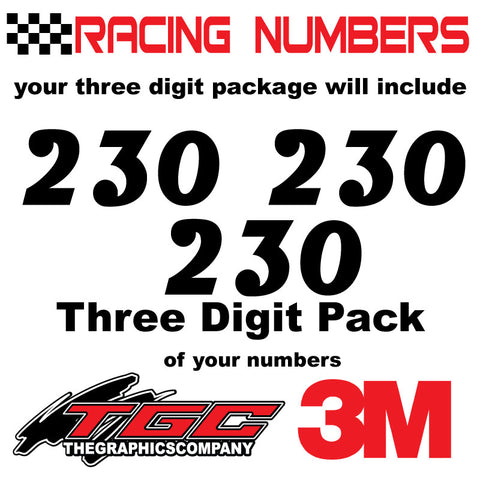 Racing Numbers Vinyl Decals Stickers Playbill 3 pack – The Graphics Company