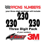 Racing Numbers Vinyl Decals Stickers Anakeim 3 pack