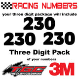 Racing Numbers Vinyl Decals Stickers Boris 3 digit pack