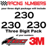 Racing Numbers Vinyl Decals Stickers Cooperplate 3 pack